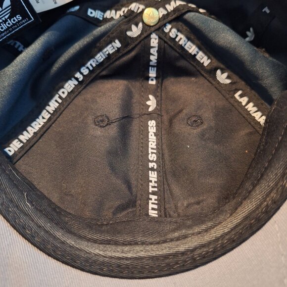 Adidas Micro Suede Mens Relaxed Strapback Black Cap White Trefoil Logo - Picture 8 of 8